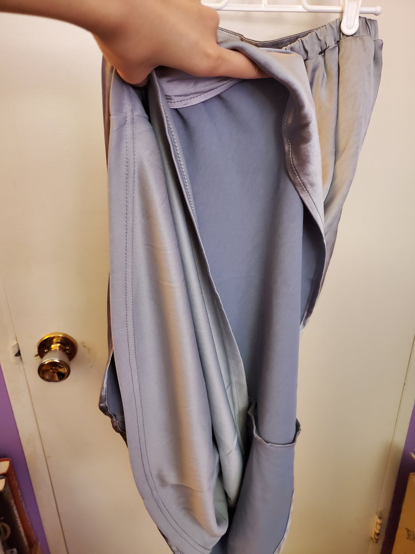 Misty Blue Satin Flared Skirt