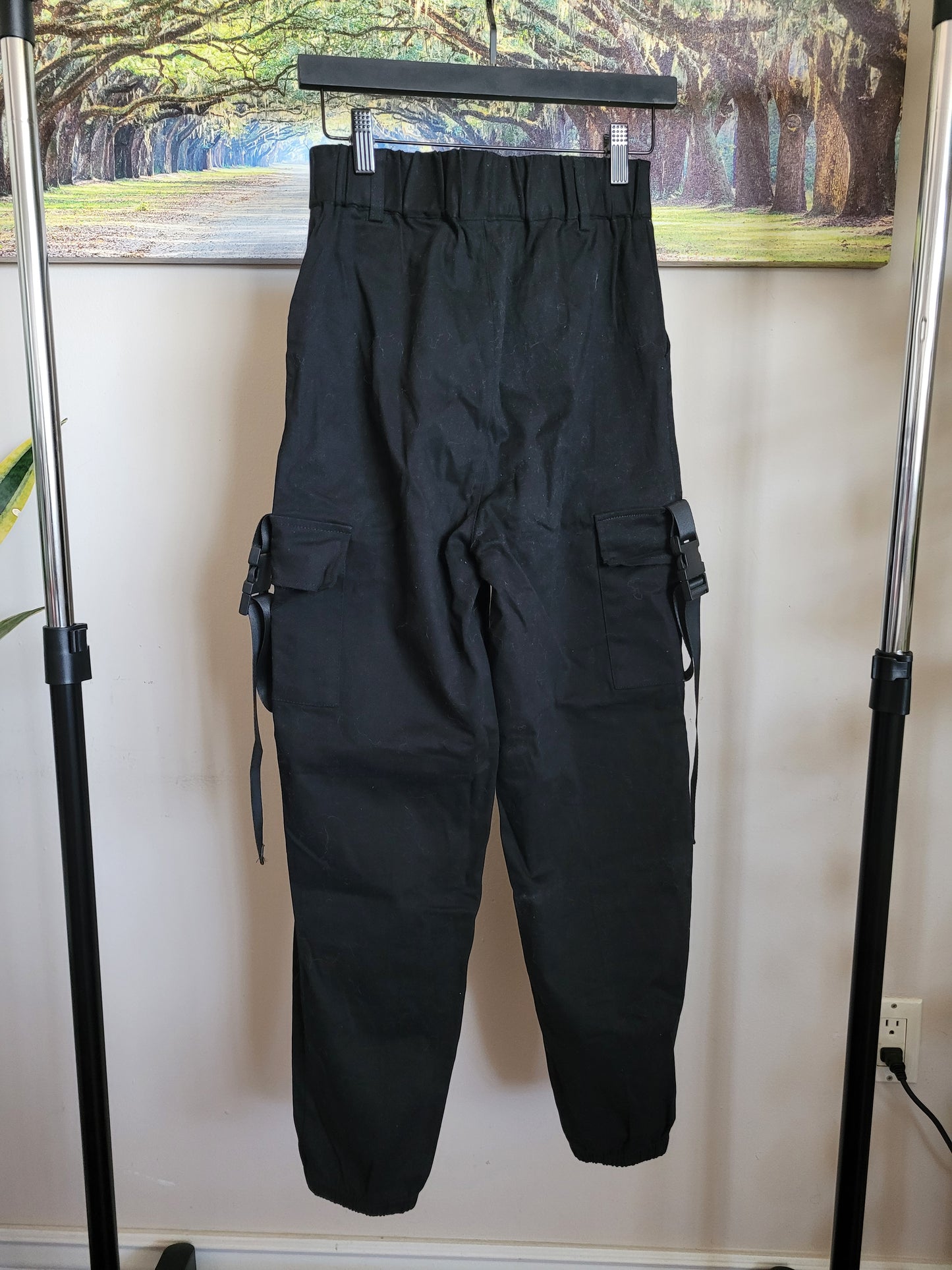 Black Cotton Cargo Pants