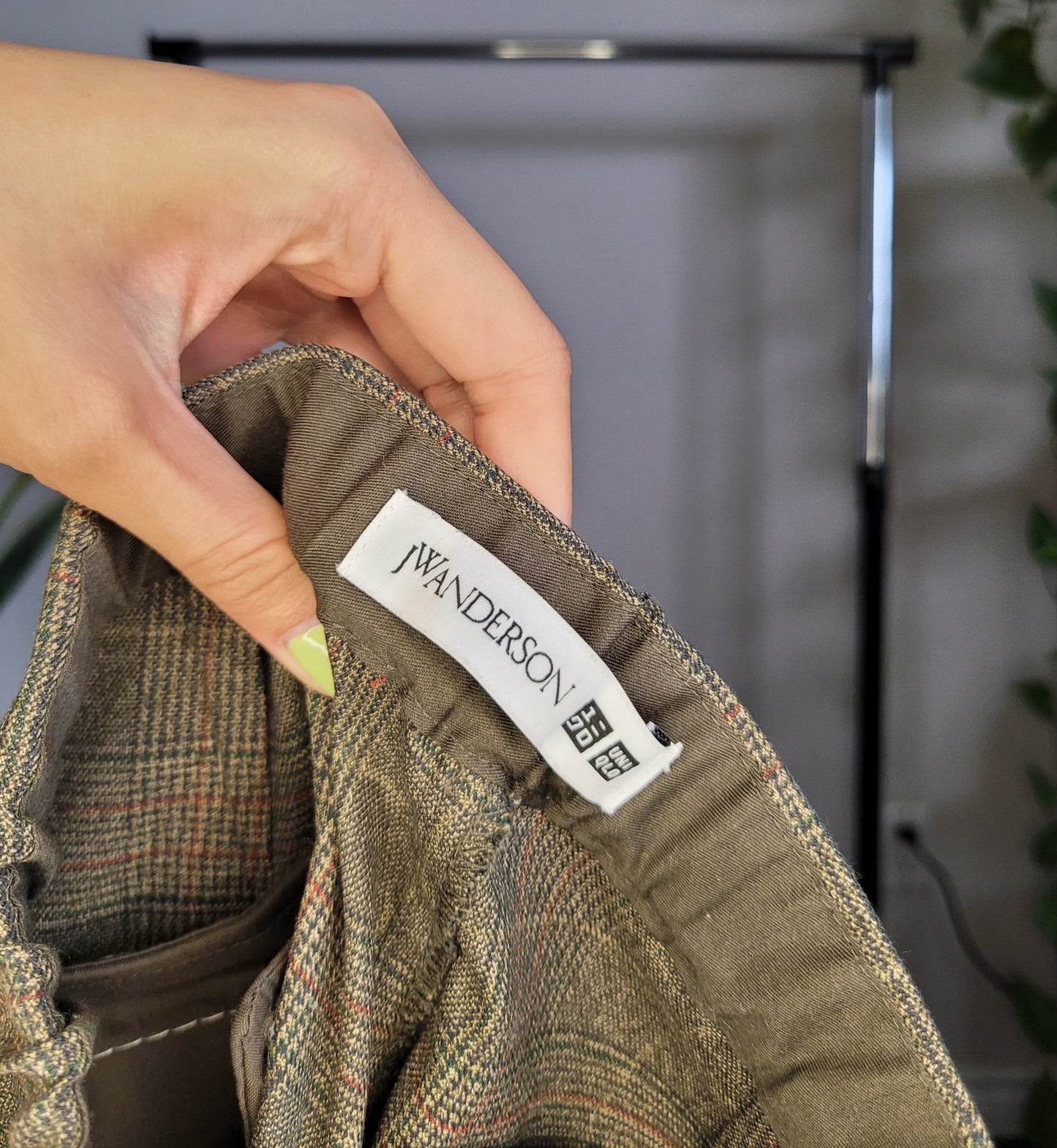 Brown Plaid Straight Pants