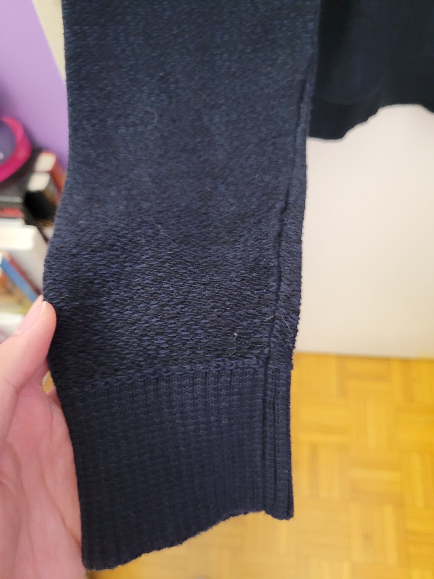Navy Knit Pattern Sweater