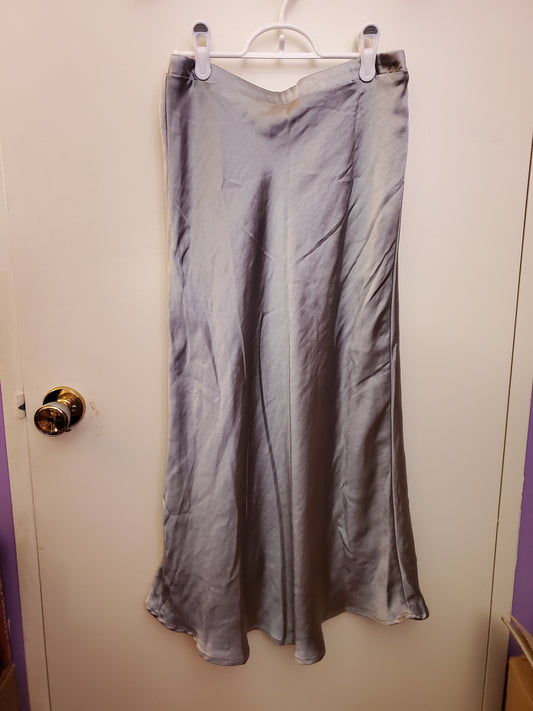 Misty Blue Satin Flared Skirt