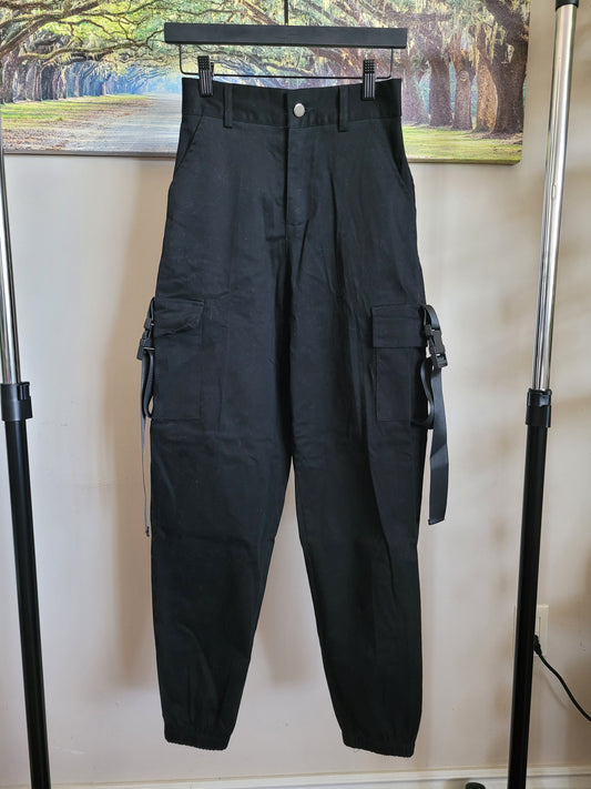 Black Cotton Cargo Pants
