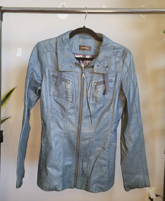 Teal Genuine Leather Jacket