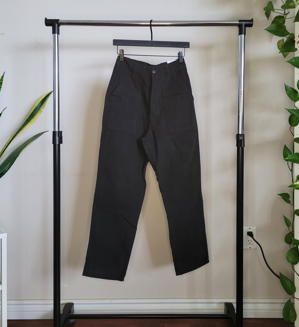 Black High-rise Straight Pants