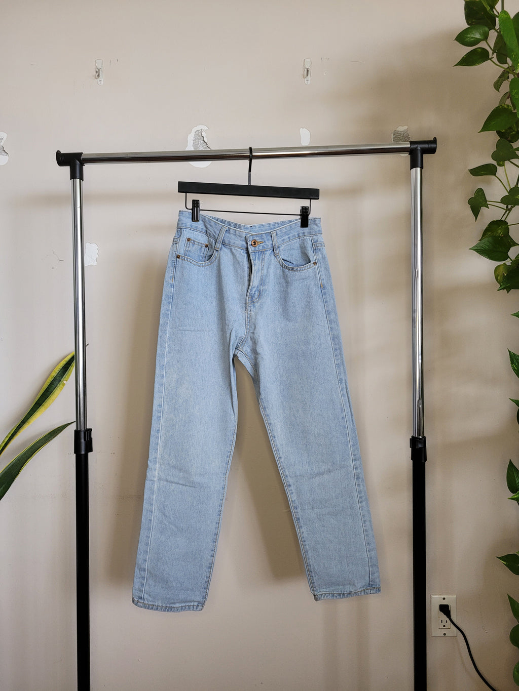 Light Blue Wash Straight Jeans