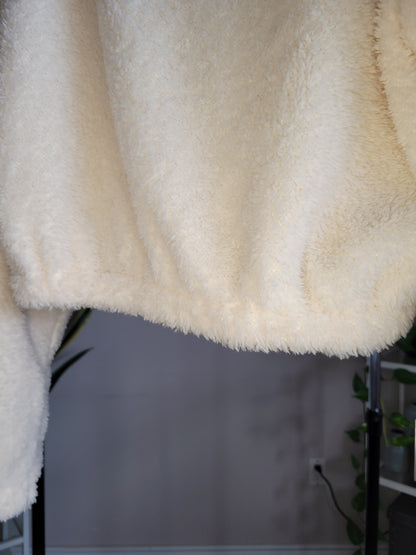 Cream Fleece Cropped Quarter Zip