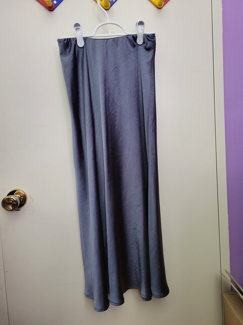Blue Satin Maxi Skirt