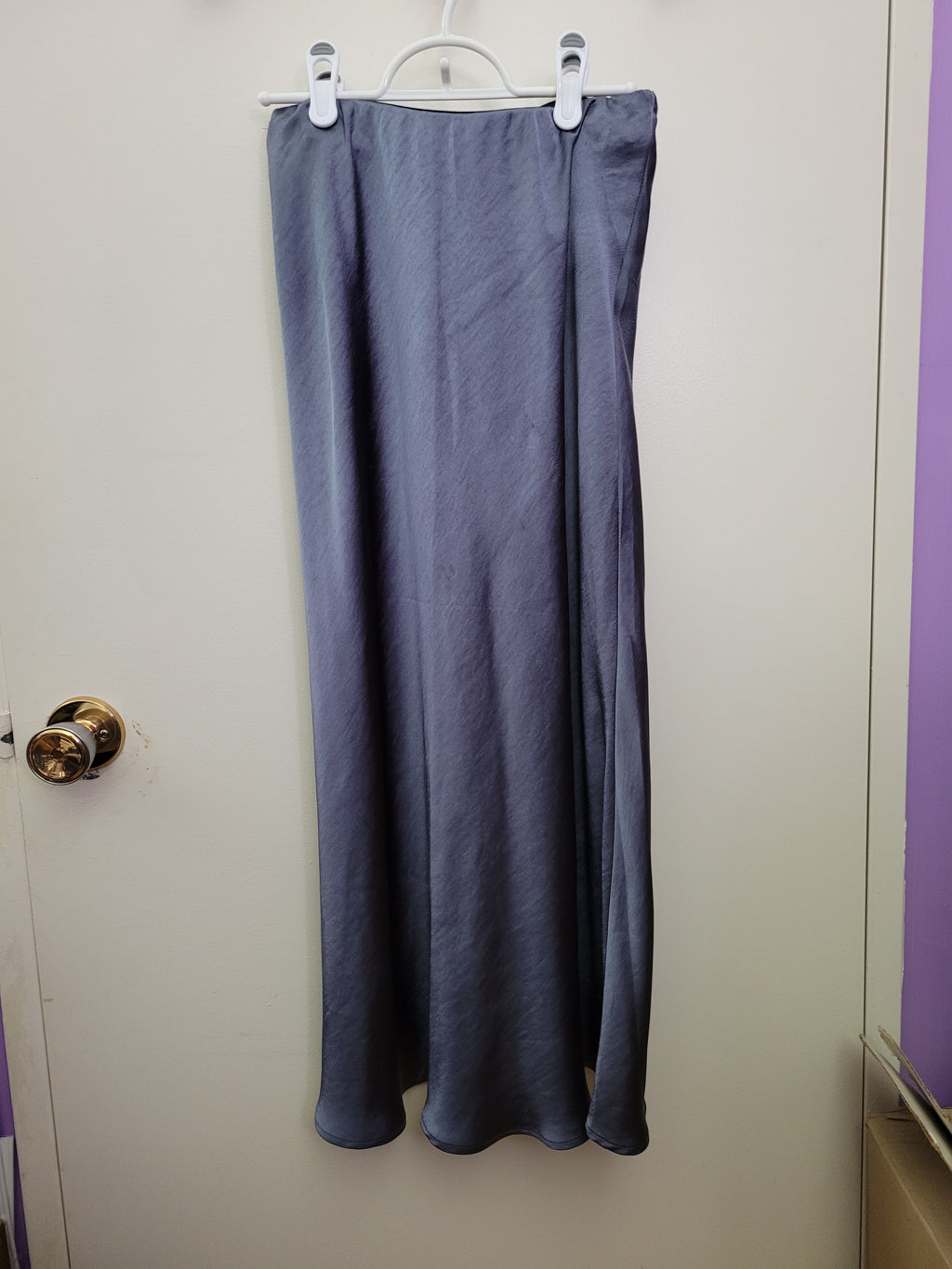 Blue Satin Maxi Skirt