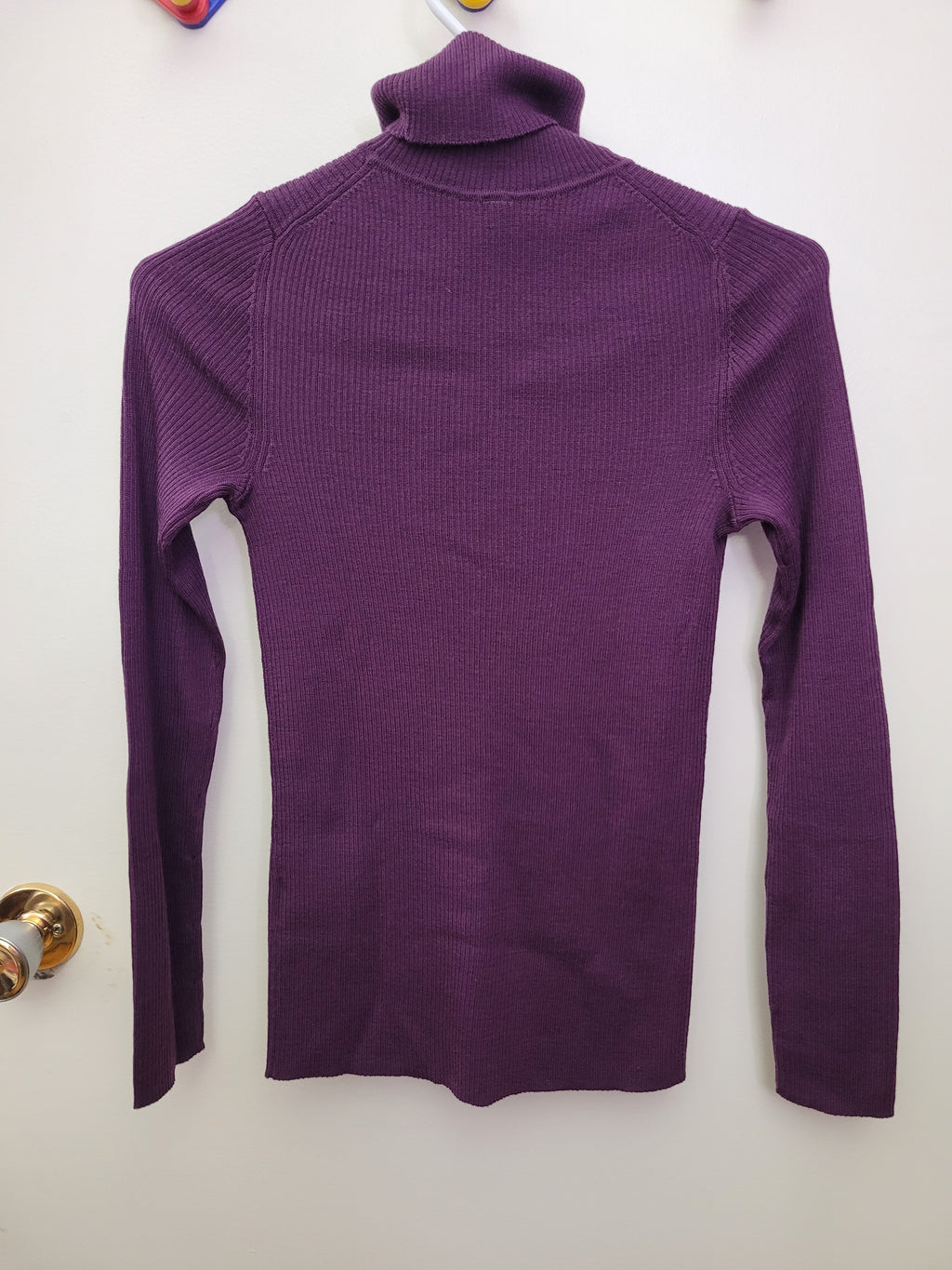 Purple Ribbed Knit Turtleneck