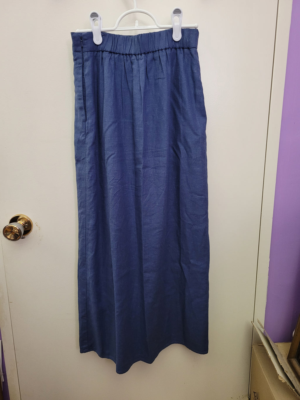 Blue Linen Maxi Skirt