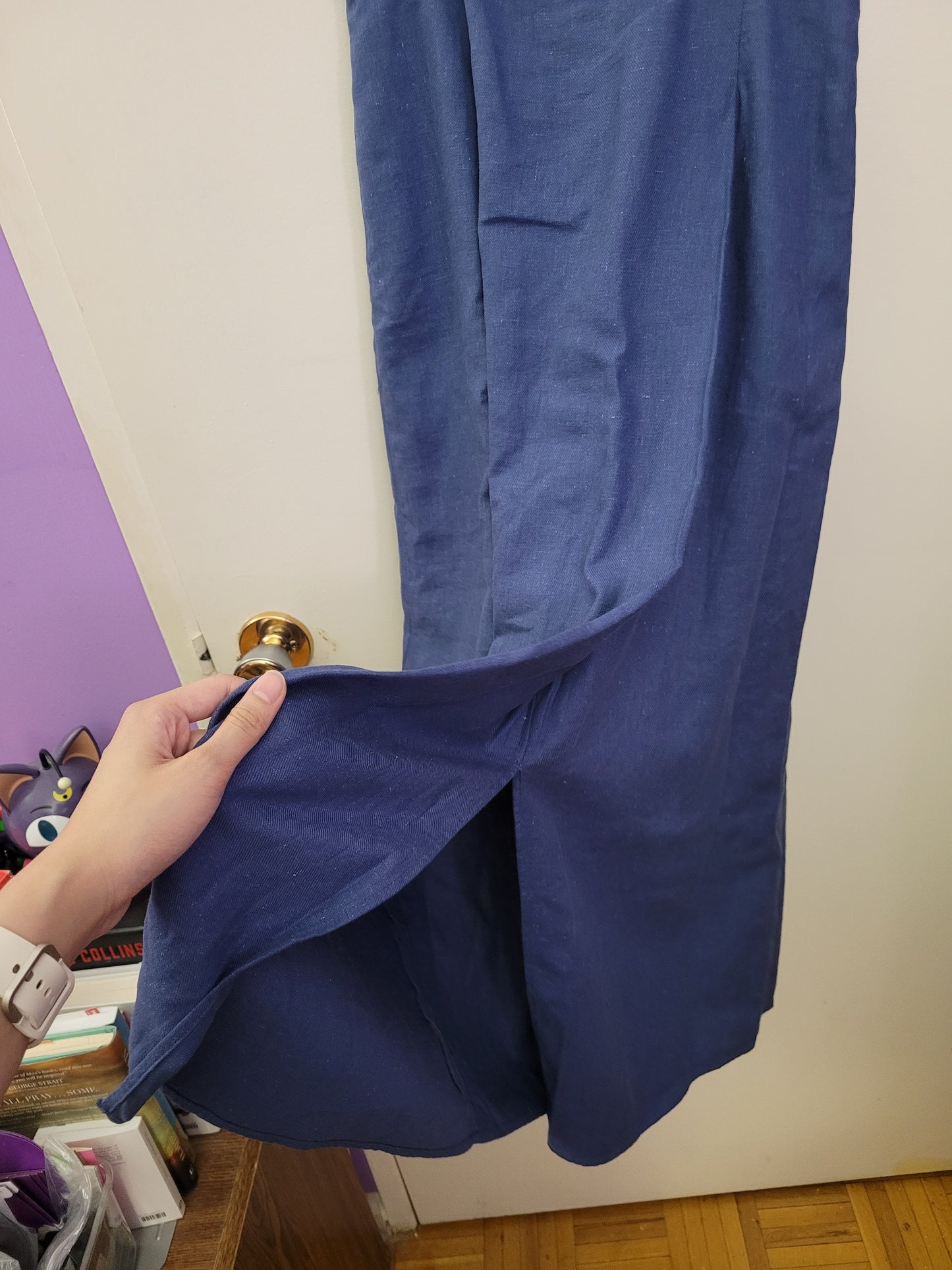Blue Linen Maxi Skirt
