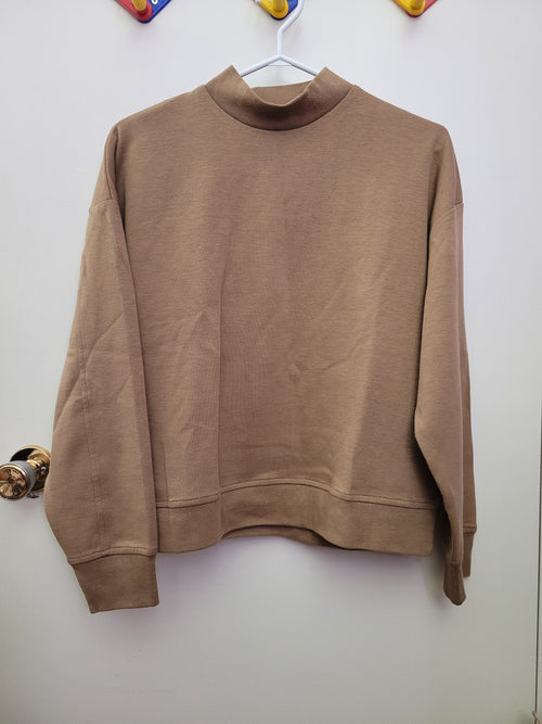 Beige Boxy Mockneck Longsleeve