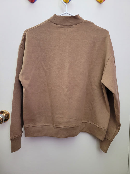 Beige Boxy Mockneck Longsleeve